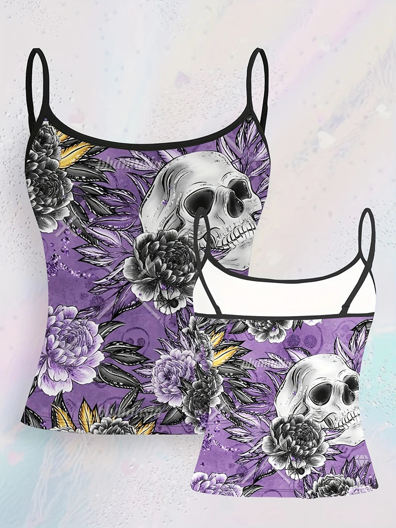 Summer New Casual Base Printed Suspender Women's Fashionable Elegant and Versatile Tops