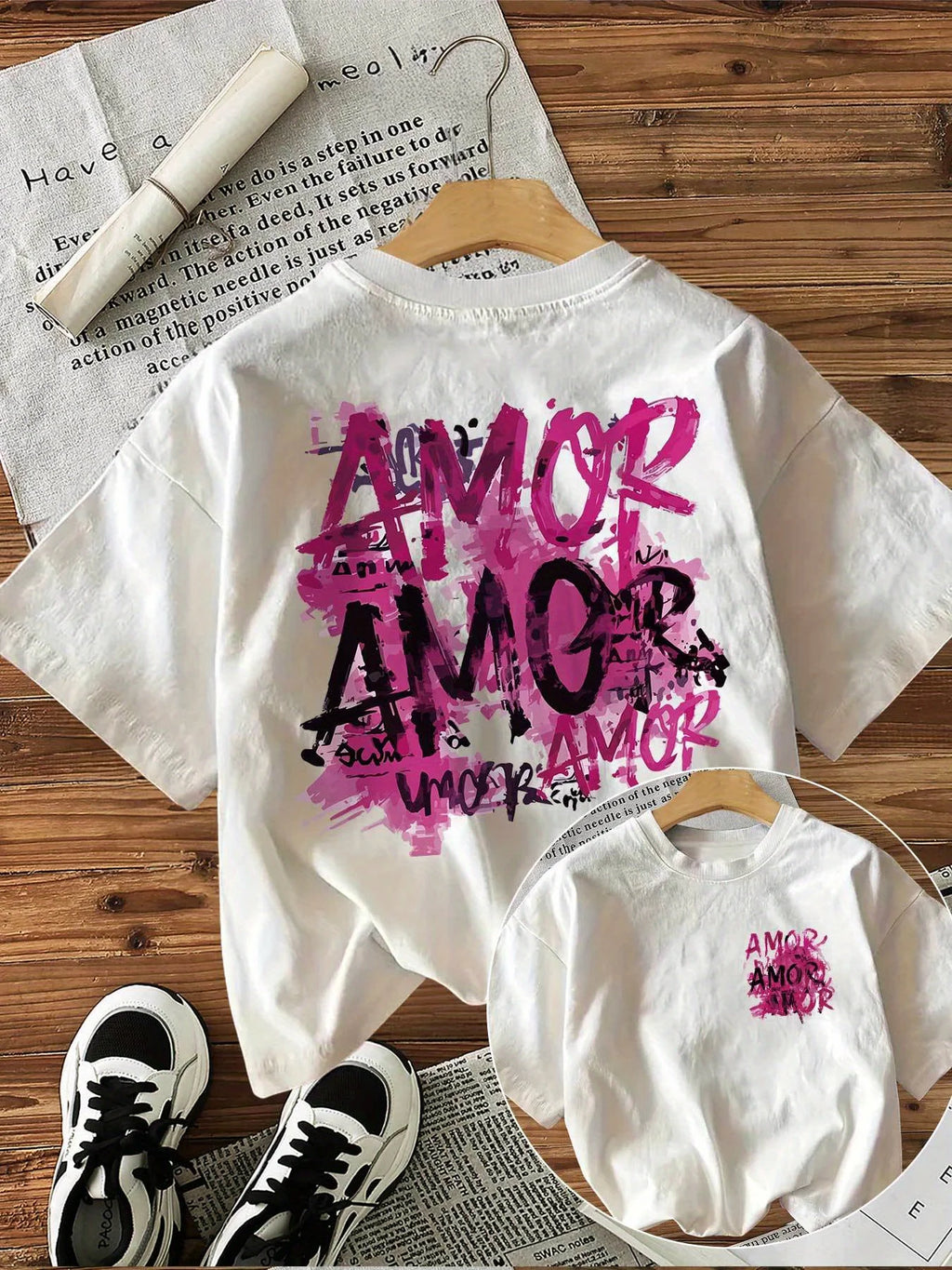 Harajuku 100% Cotton Women's Graffiti Style Graphic Design Love T-Shirt Crew Neck Casual Top Streetwear Tee Short Sleeve Shirt