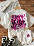 Harajuku 100% Cotton Women's Graffiti Style Graphic Design Love T-Shirt Crew Neck Casual Top Streetwear Tee Short Sleeve Shirt