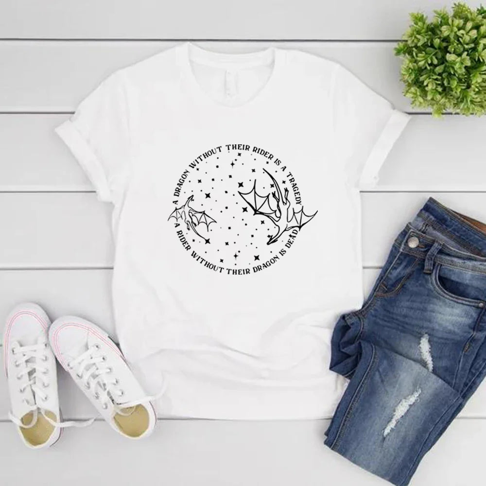 Fourth Wing T-Shirt Basgiath War College Shirt Unisex Short Sleeve T-shirts Dragon Shirts Vintage Graphic Tees Book Lovers Gift