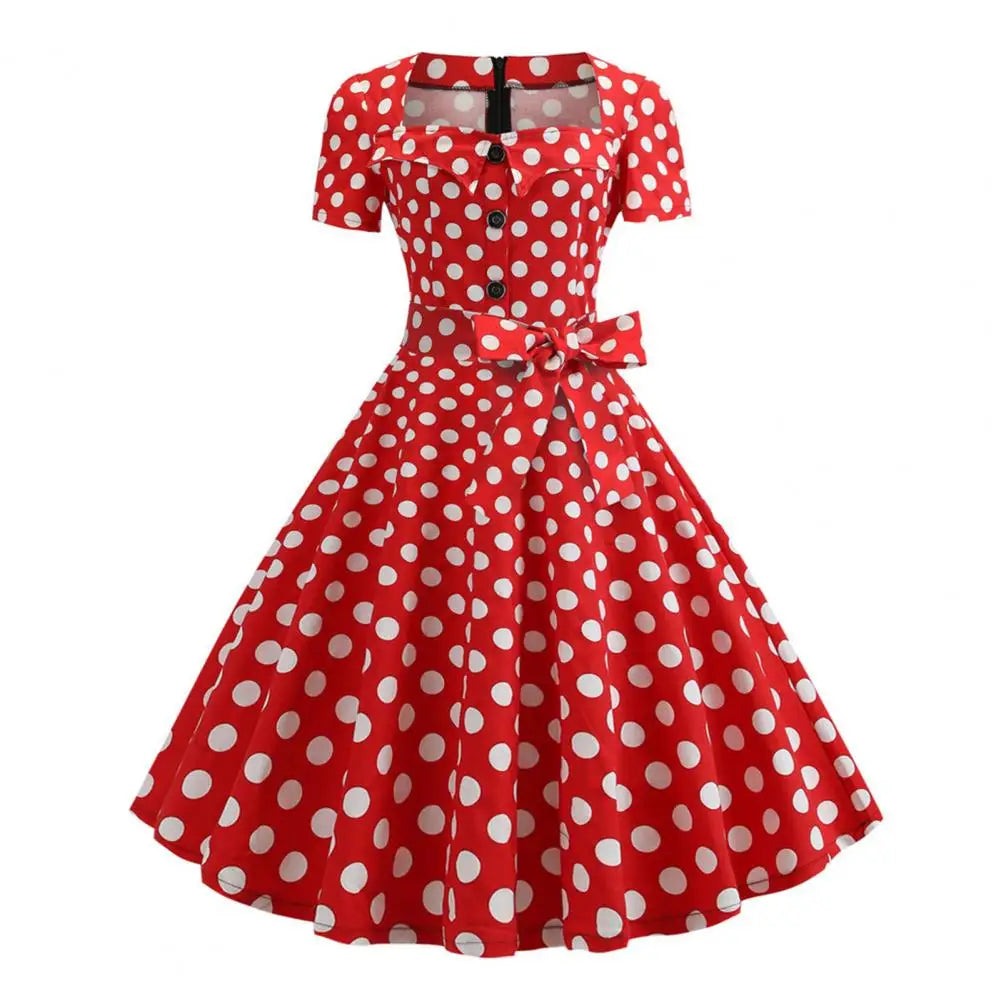 1950s Vintage Pin-up Dress Square Neck Midi Dress Rockabilly Pin Up Dress Robe Femme Casual Retro Elegant Party Midi Sundress